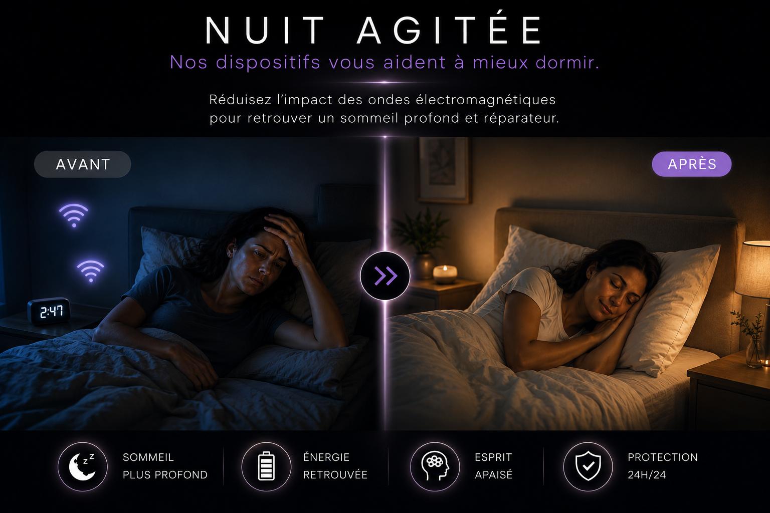 Nuit Agitée — Sommeil avant / après avec les cartes Metatron